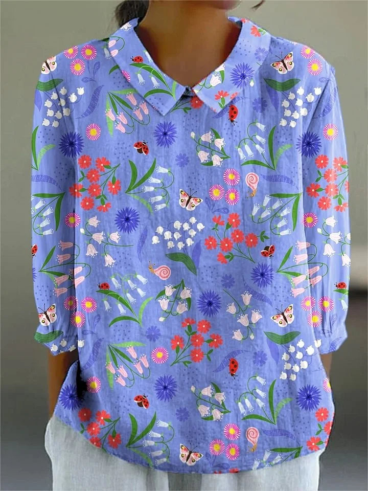 เสื้อเบลาส์สีสันสดใสสไตล์วินเทจ