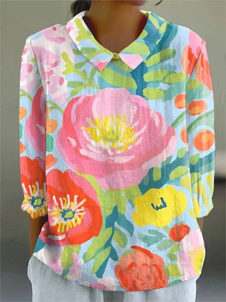 เสื้อเบลาส์สีสันสดใสสไตล์วินเทจ