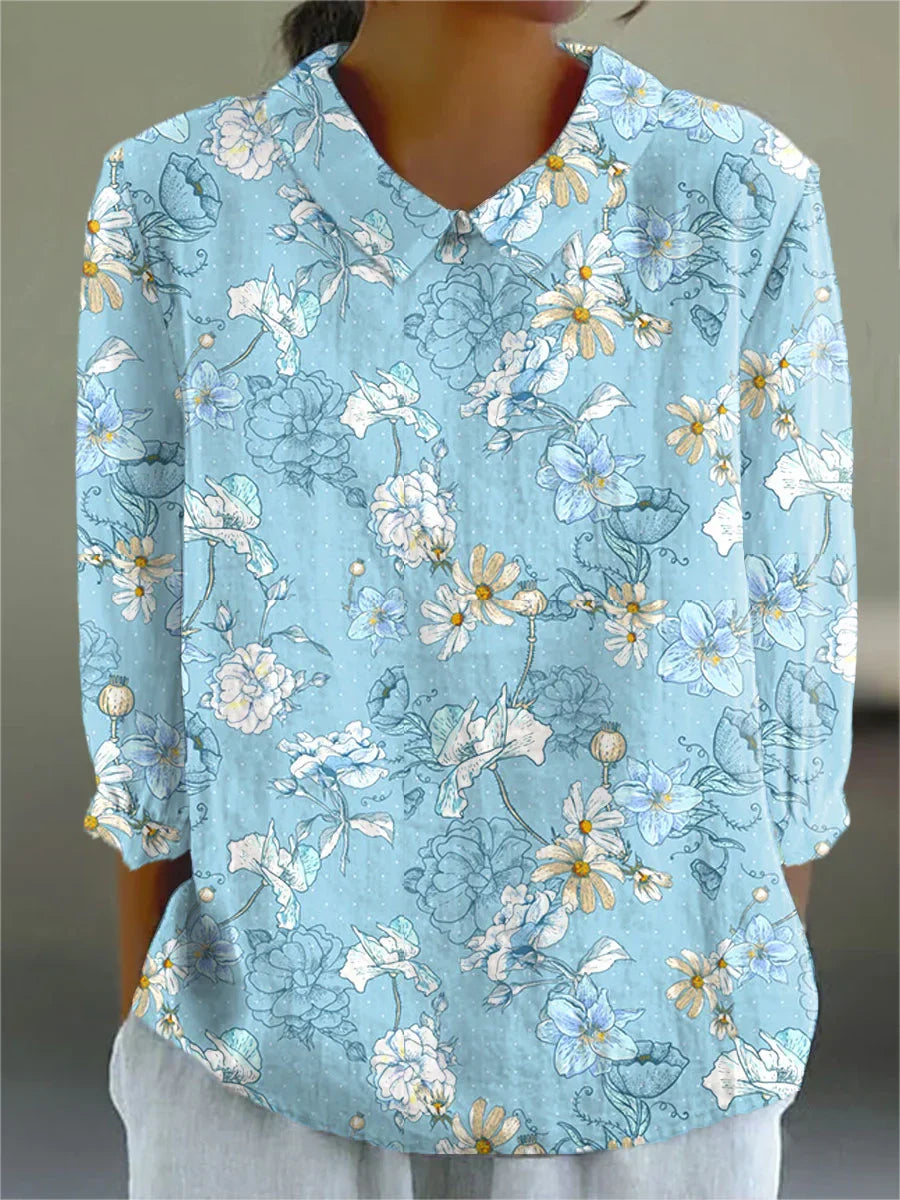 เสื้อเบลาส์สีสันสดใสสไตล์วินเทจ