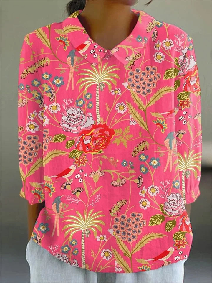 เสื้อเบลาส์สีสันสดใสสไตล์วินเทจ