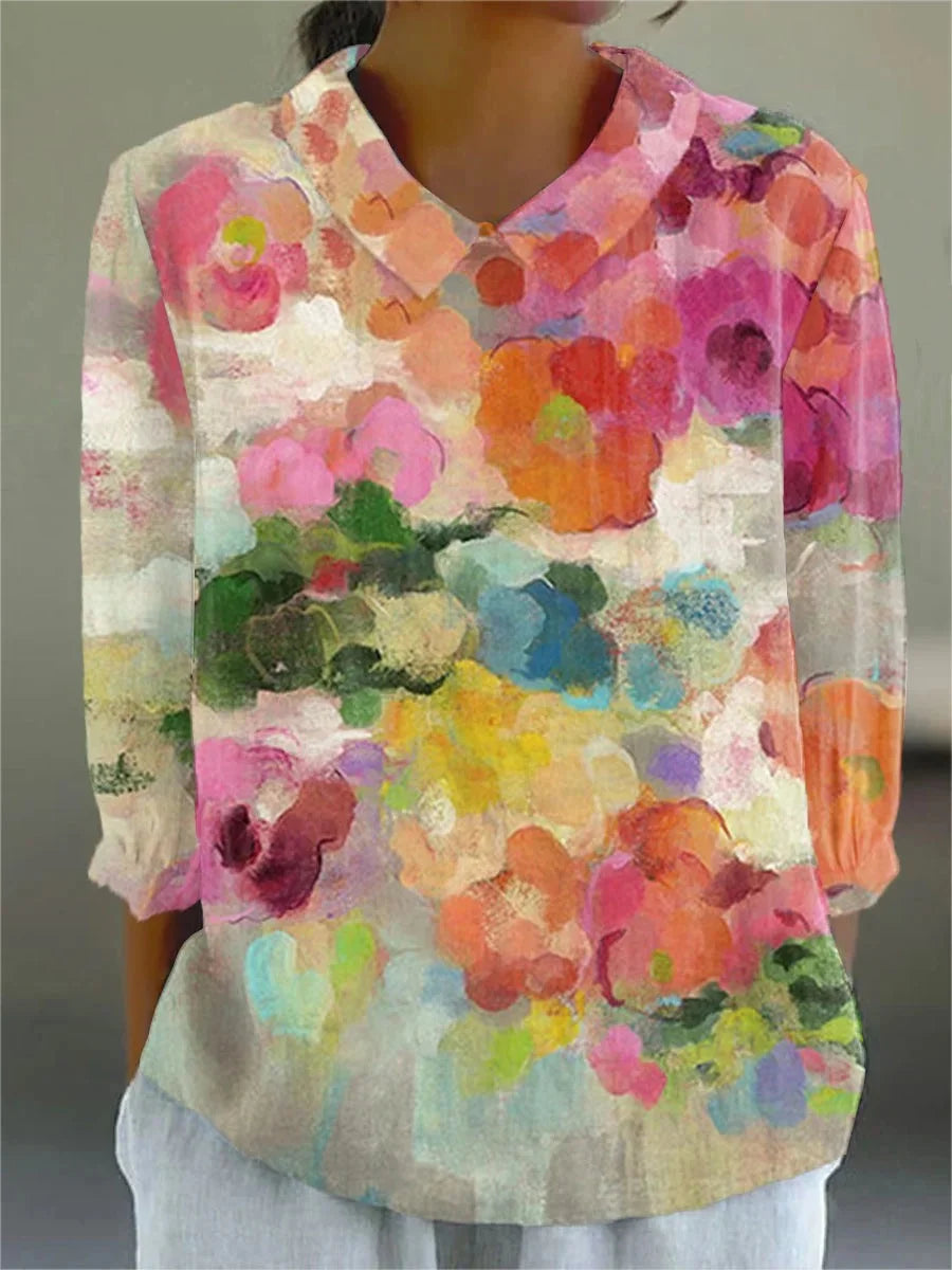 เสื้อเบลาส์สีสันสดใสสไตล์วินเทจ