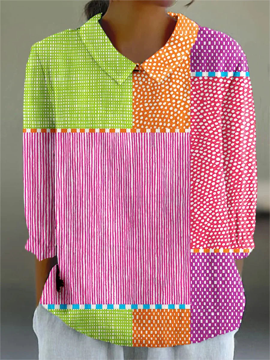 เสื้อเบลาส์สีสันสดใสสไตล์วินเทจ