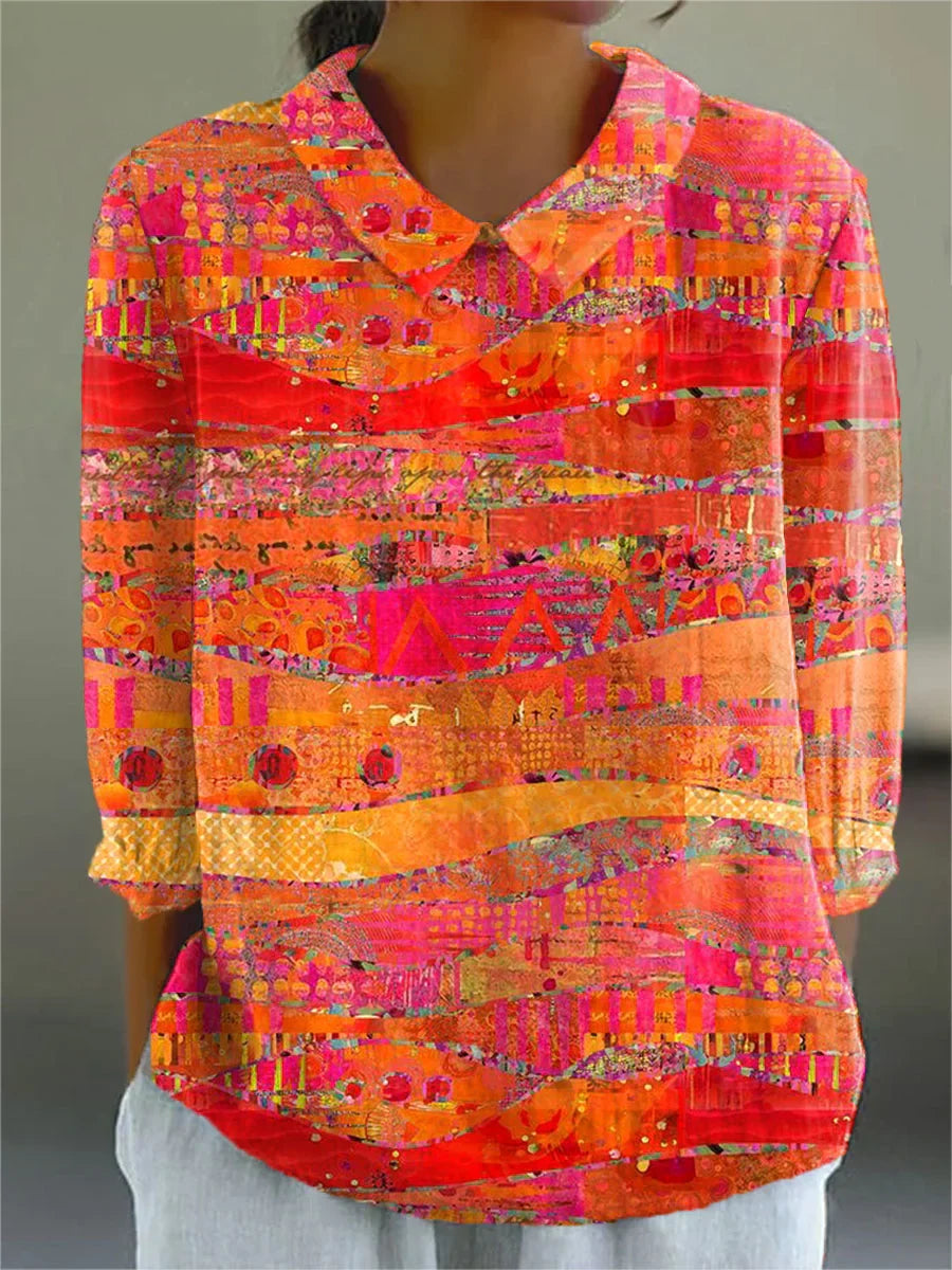 เสื้อเบลาส์สีสันสดใสสไตล์วินเทจ