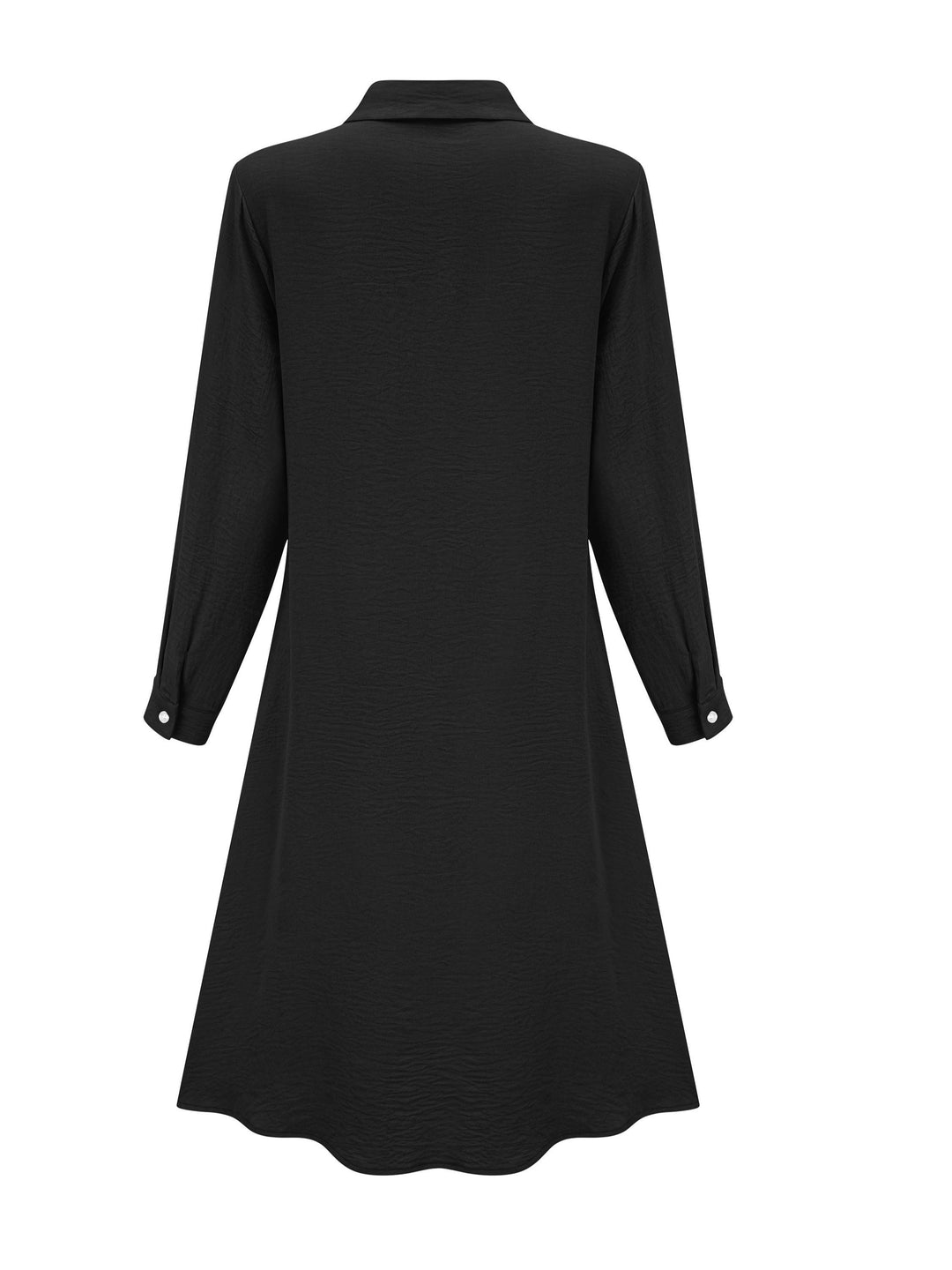 Paloma™-ชุดเดรสเชิ้ตแขนยาวสีพื้นหน้าแบบปุ่ม