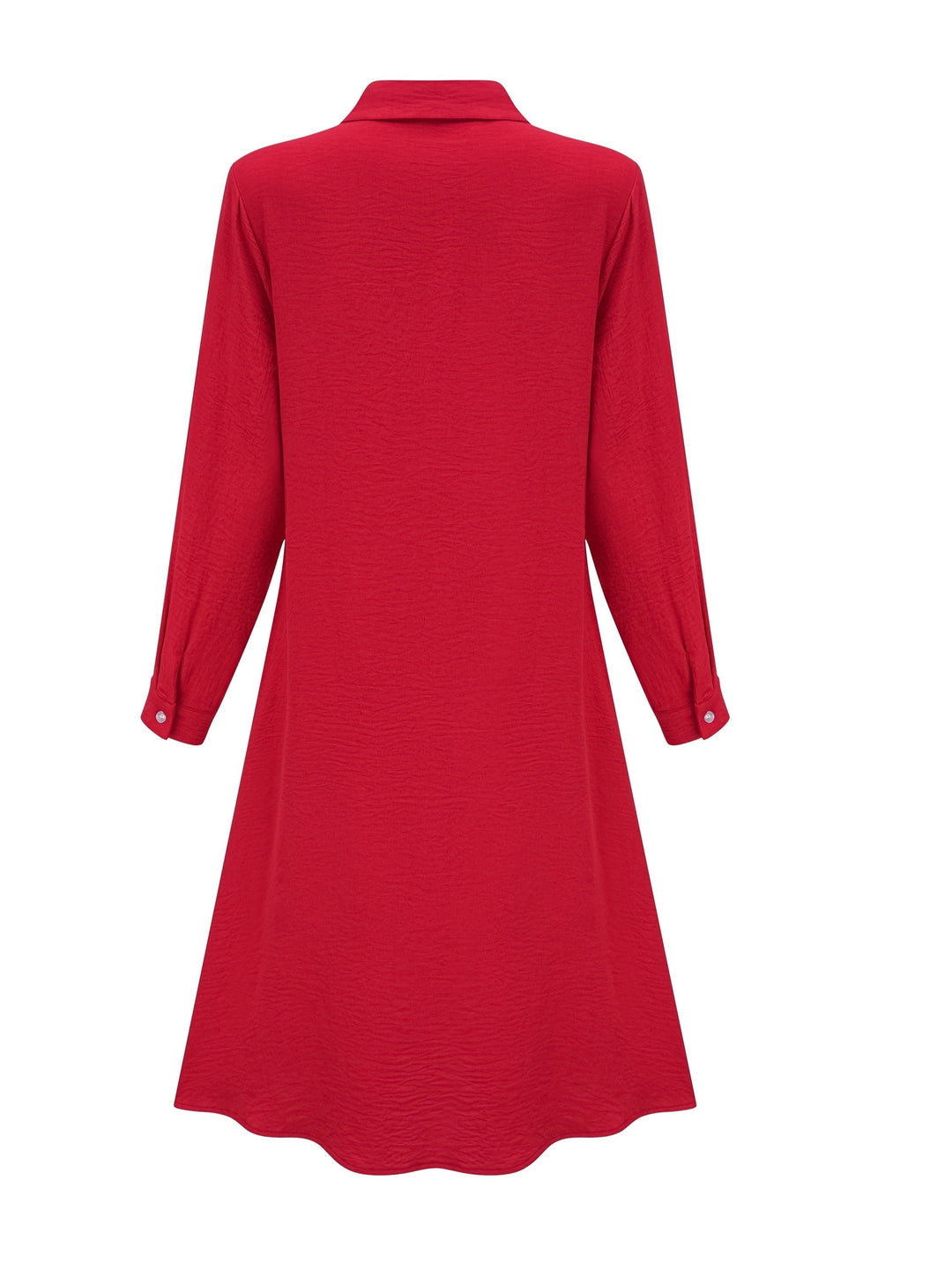 Paloma™-ชุดเดรสเชิ้ตแขนยาวสีพื้นหน้าแบบปุ่ม